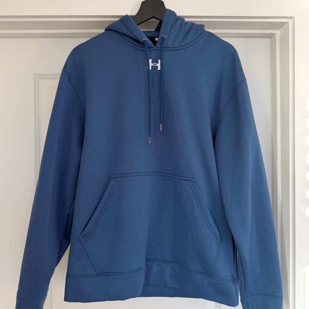 Under Armour Blue Fleece Hoodie Men’s Small UA Logo Pullover Sweatshirt